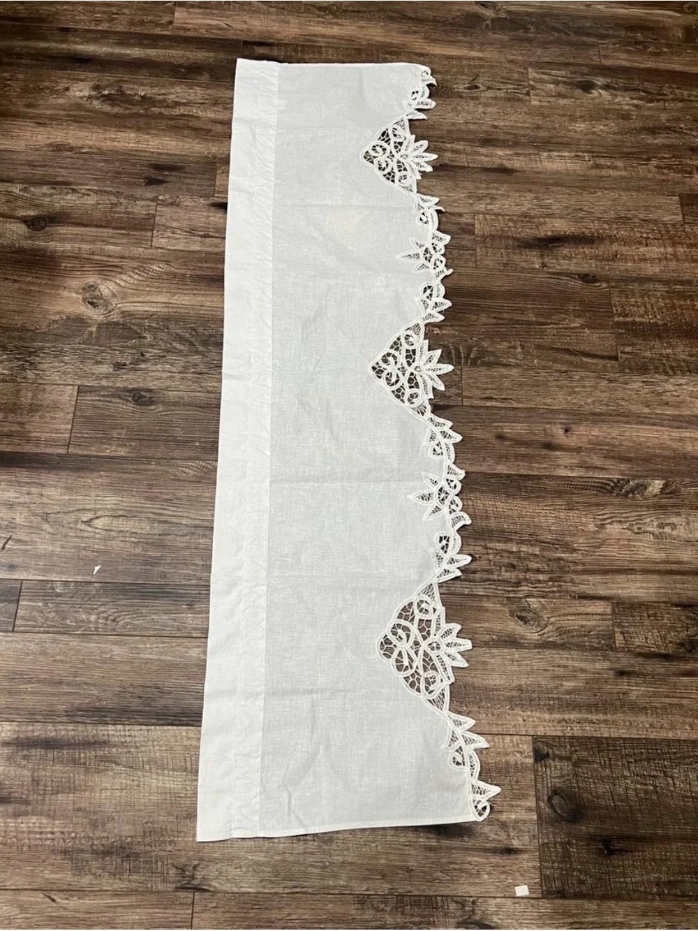 White Lace Trim Valance Curtain Panel - Elegant Window Accent